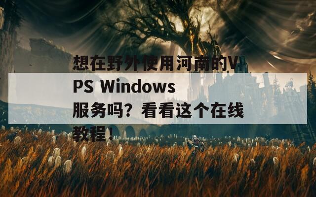 想在野外使用河南的VPS Windows服务吗？看看这个在线教程！