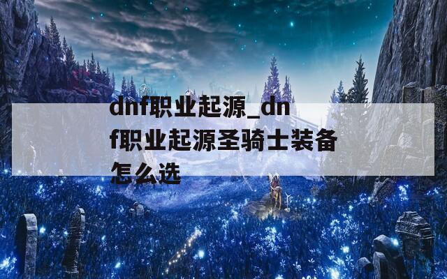 dnf职业起源_dnf职业起源圣骑士装备怎么选