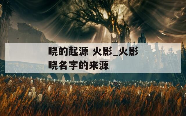 晓的起源 火影_火影晓名字的来源