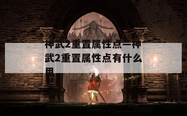 神武2重置属性点—神武2重置属性点有什么用