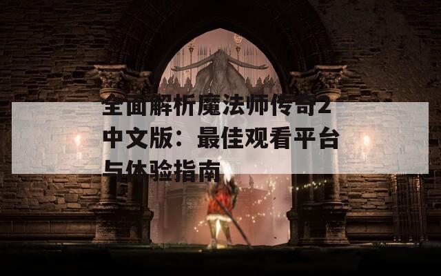 全面解析魔法师传奇2中文版：最佳观看平台与体验指南